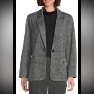 COLDWATER CREEK Blazer Jacket Split Collar Tweed Gray Career NWT Sz 12